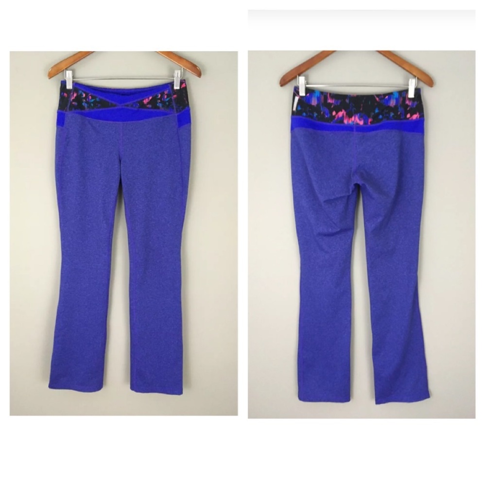 Zella Women's Leggings Athletic Pants Sz 10 Purple Stripe Bootcut Soft Stretchy